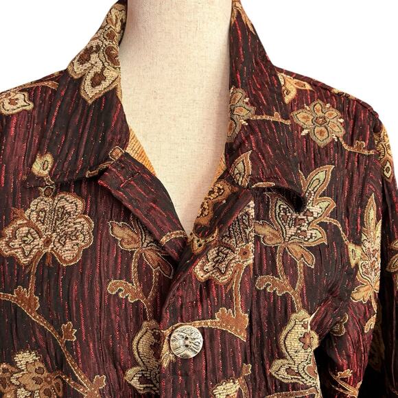 Vintage Tapestry Tantrums Collection Embroidered Jacket Pockets Buttons Size XL - Picture 2 of 7